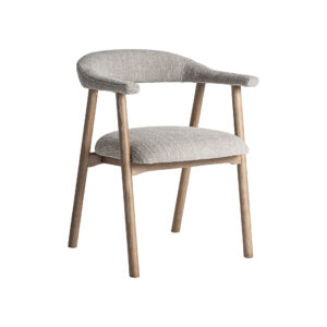 Silla davrey de estilo contemporáneo fabricado en madera de fresno en color marrón con acabado natural combinado con poliéster en color gris y espuma.