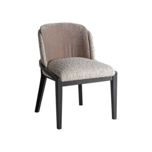 Silla Erbach de estilo art deco fabricado en madera de caucho en color negro combinado con algodón en color marrón y espuma.