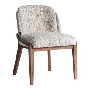 Silla erbach de estilo art deco fabricado en madera de caucho en color marrón combinado con poliéster en color beige con acabado jaspeado y espuma.