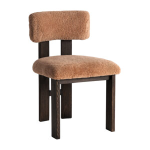 Silla Evje de estilo contemporáneo fabricado en madera de fresno en color marrón combinado con poliéster en color marrón.