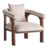 Sillón racoud de estilo contemporáneo fabricado en madera de mango en color marrón combinado con madera dm en color beige y poliéster. Producto desenfundable.