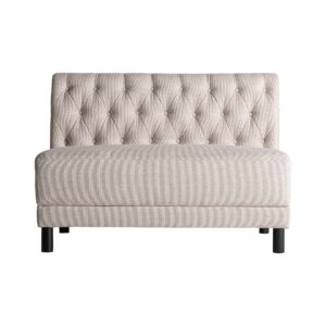 Sofá modular Egna de estilo art deco fabricado en madera de pino en color negra combinado con poliéster en color crema y madera de caucho en color negra. Producto desmontable.