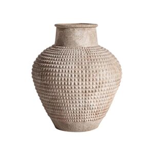 Tinaja Donie de estilo clásico fabricado en cemento en color beige.