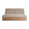 Tumbona doble Pure de estilo colonial fabricado en madera de teka reciclada en color marrón con acabado natural combinado con polipropileno reciclado en color beige y espuma. Producto desmontable desenfundable.